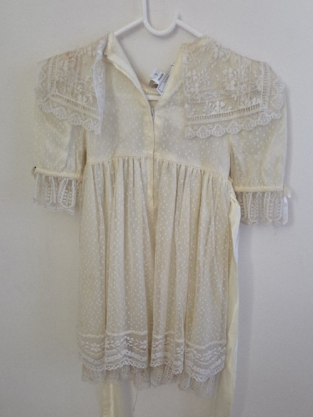 Gunne Sax Vintage Girls' Lace Overlay Dress in Cream Size 4 - Picture 8 of 8